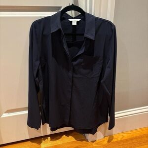 Athleta Long Sleeve Button Down Blouse, Navy